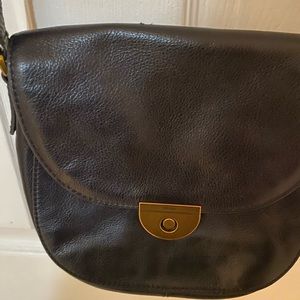 Fossil Black 100% Leather Crossbody with Brass Hardware